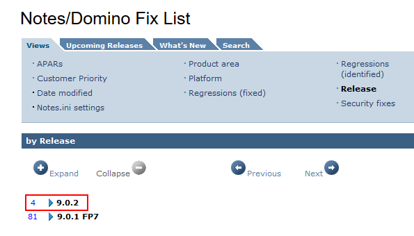 Notes/Domino Fix List f?r 9.0.2